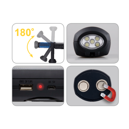 LAMPARA DE IMSPECCION 3W COB + 5 LED (300 LM)