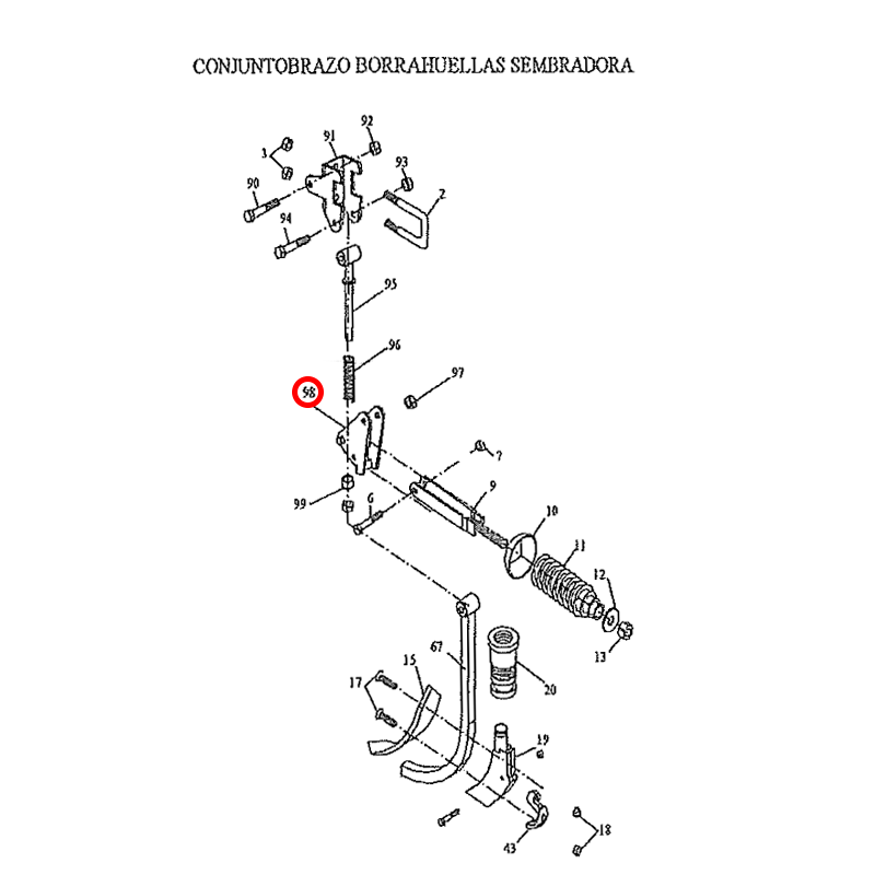 OSCILADOR BRAZO ARTICULADO PARTE MOVIL SEMBRADORA